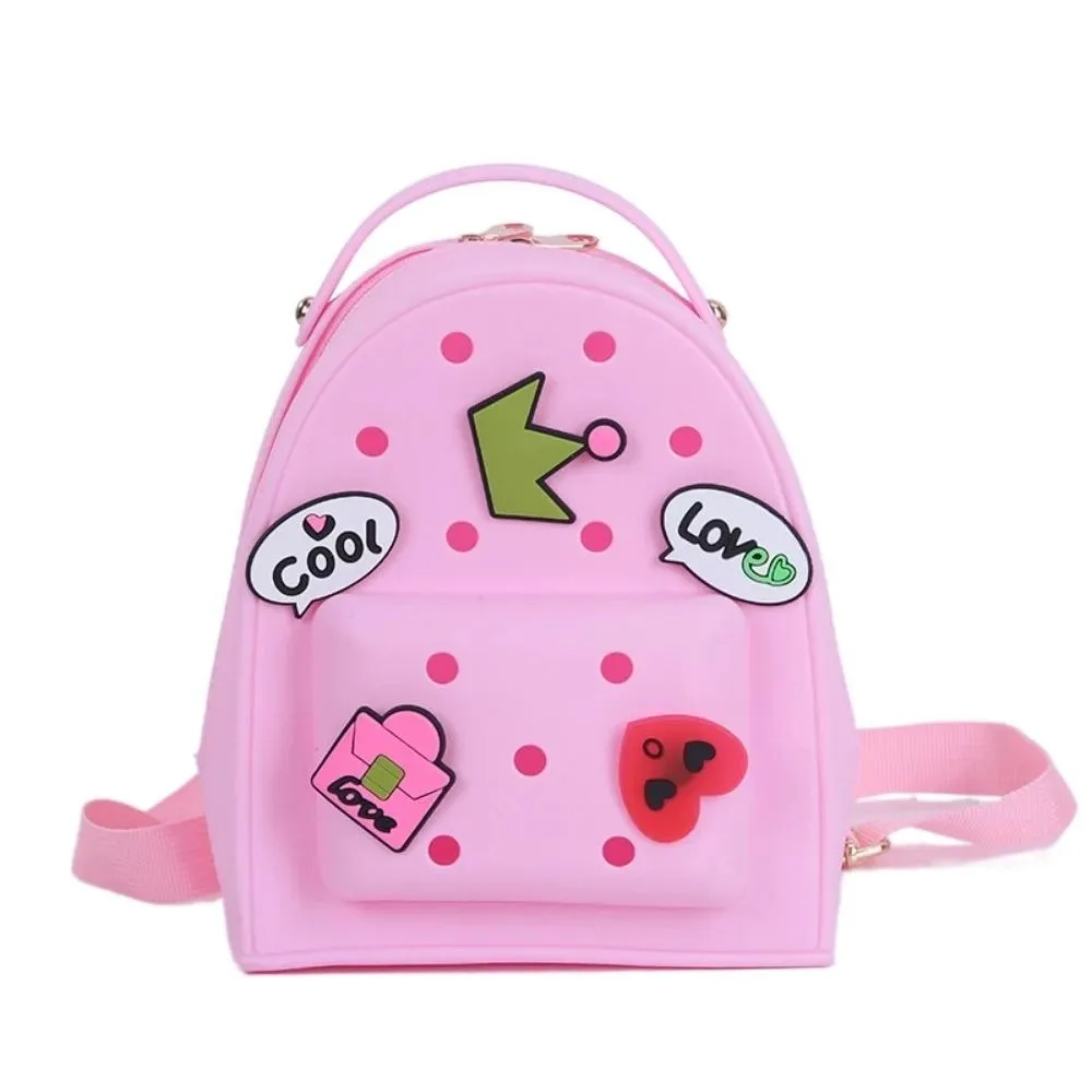 

Cartoon Adjustable Straps Silicone Backpack Waterproof Soft Kids Schoolbags Zippered Durable Kindergarten Knapsack Ladies