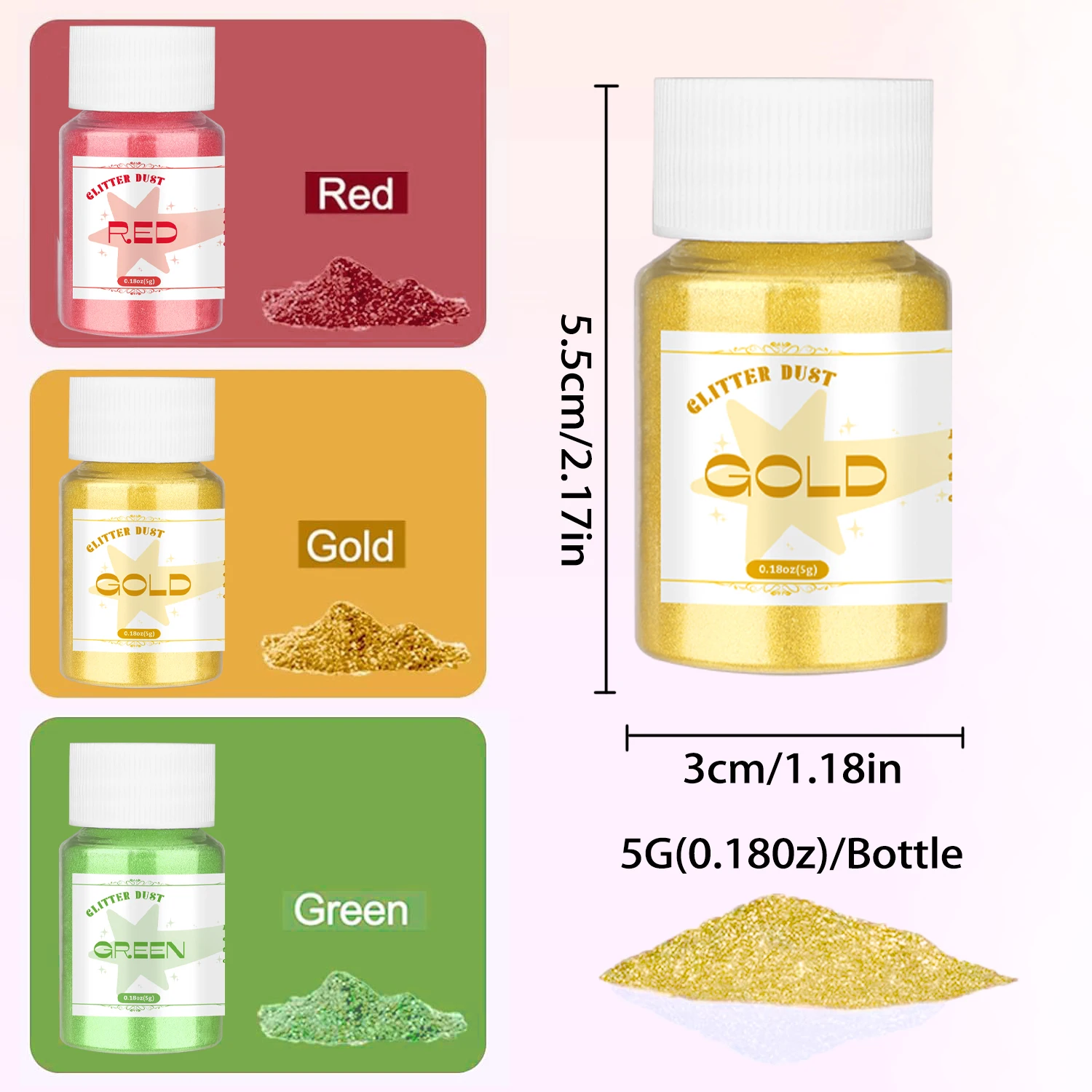 Glitzerpulver, Glitzer für Getränke, Zubehör zum Dekorieren von Keksen, Cocktails, Kuchendekoration, Backen, Schokoladen, Süßigkeiten-Geburtstagstoppers – Detail 5