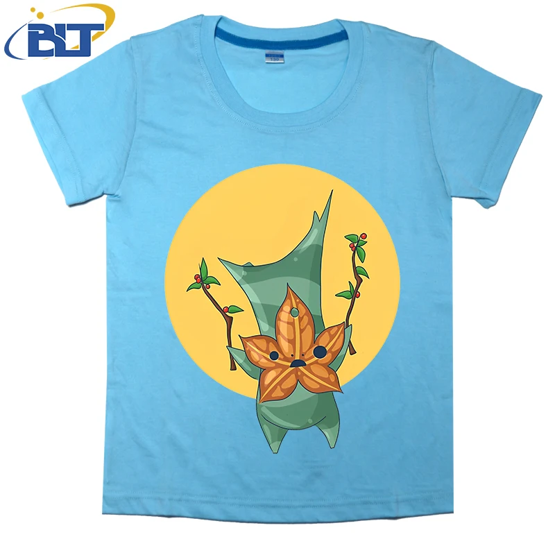 T-shirt de manga curta de algodão com o korok impresso para crianças, tops casuais adequados para meninos e meninas, verão