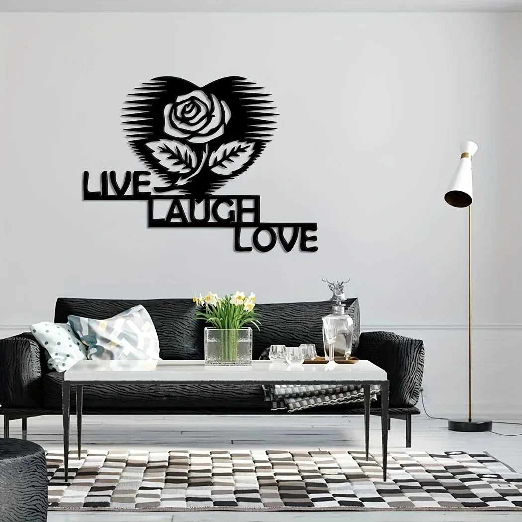 

CIFBUY Decoration 1pc Flower Live Laugh Love Wall Decor Sign, Metal Wall Art, Home Decor Hanging Ornament, Housewarming Gift Ide