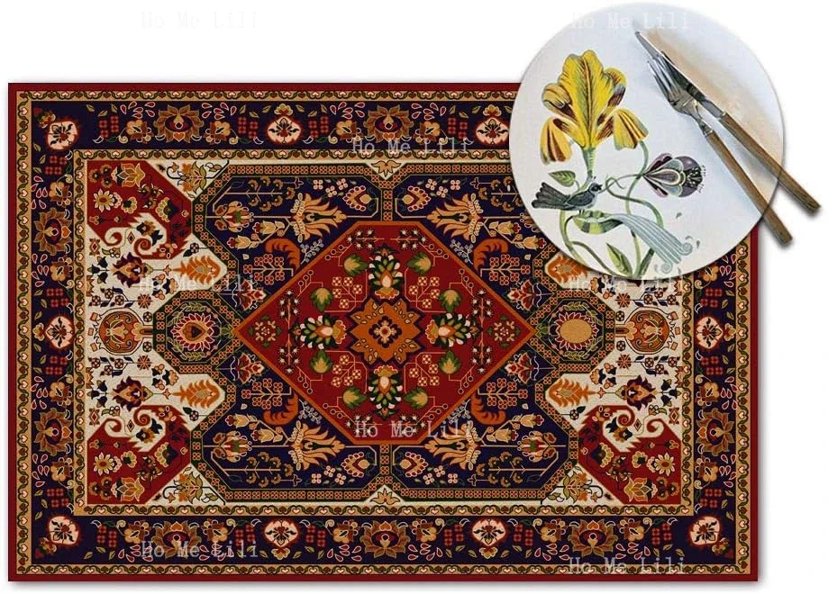 Oriental Turkish Carpet Art Pattern Placemats For Dining Kitchen Table Decor