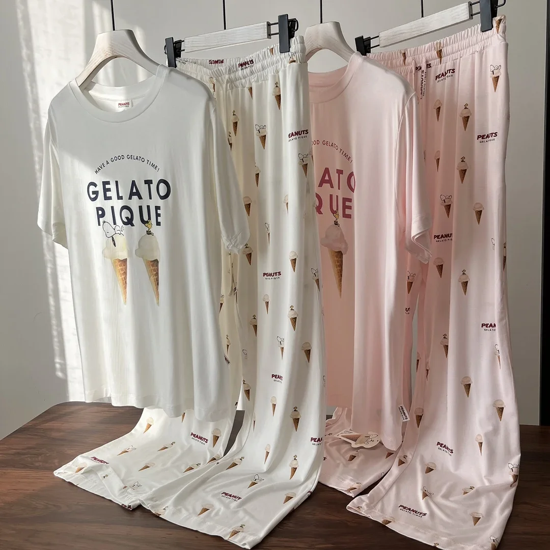 Room Wear Ladies Pajamas Women Pajama Sleepwear Loungwear Modal Summer Short Set Trousers