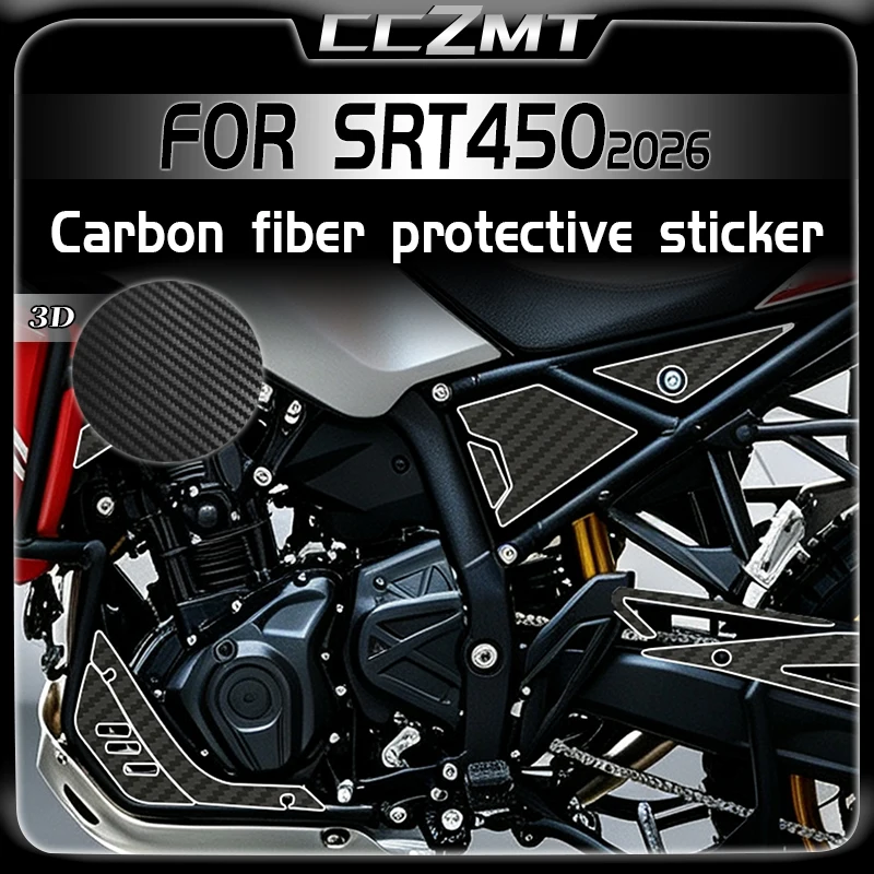 For QJMOTOR SRT450 2026 3D Carbon Fiber Decorative Sticker Car Body Anti-Scratch Film Tank Decal Aftermarket Accessories