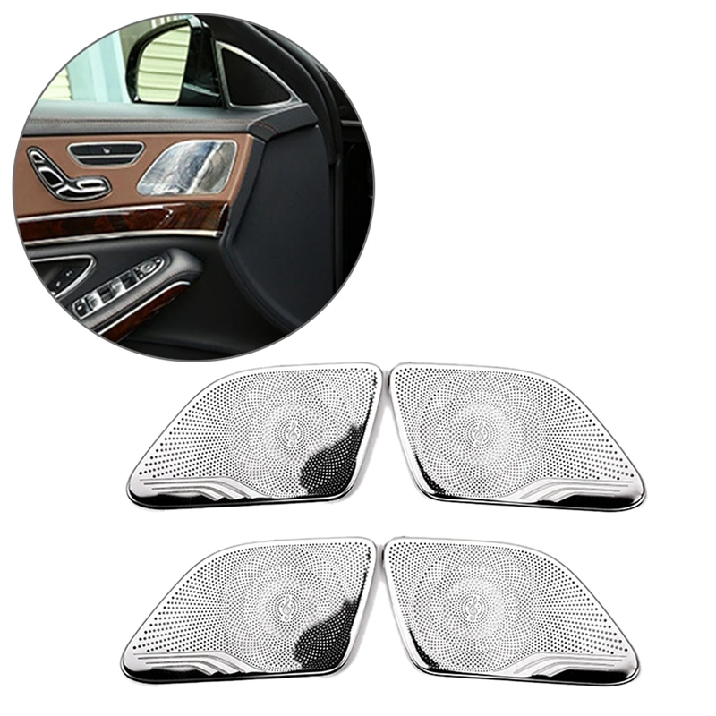 New-For Mercedes Benz S Class W222 2014-2018 Stainless Steel Car Door Inner Speaker Audio Horn Cover Trim Accessories