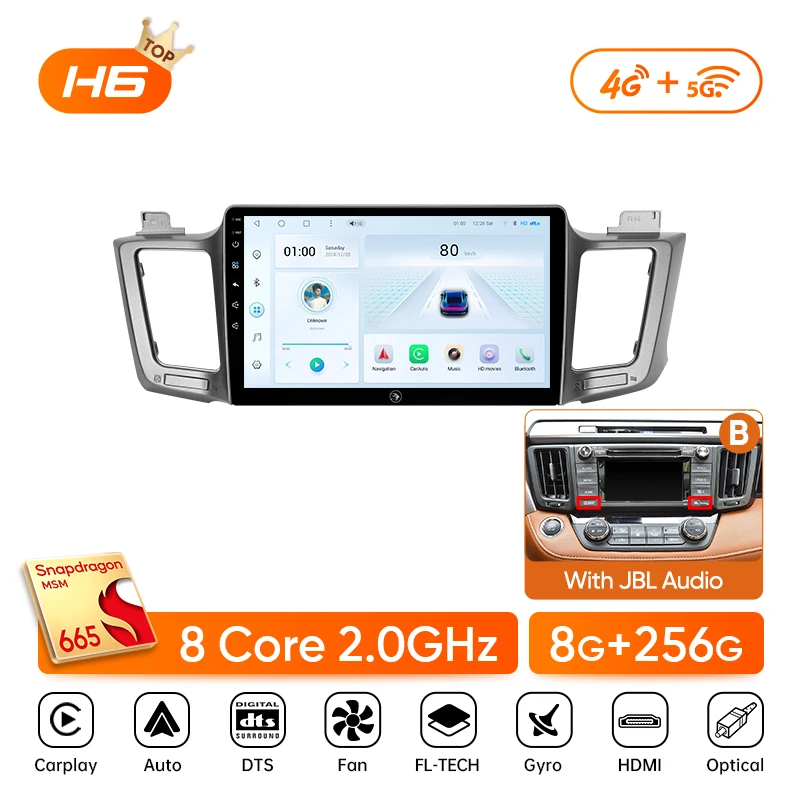 Ainavi autoradio voor Toyota RAV4 RAV 4 XA40 2012-2019 Carplay Android Auto Qualcomm autoradio multimediaspeler DSP 48EQ 2 Din