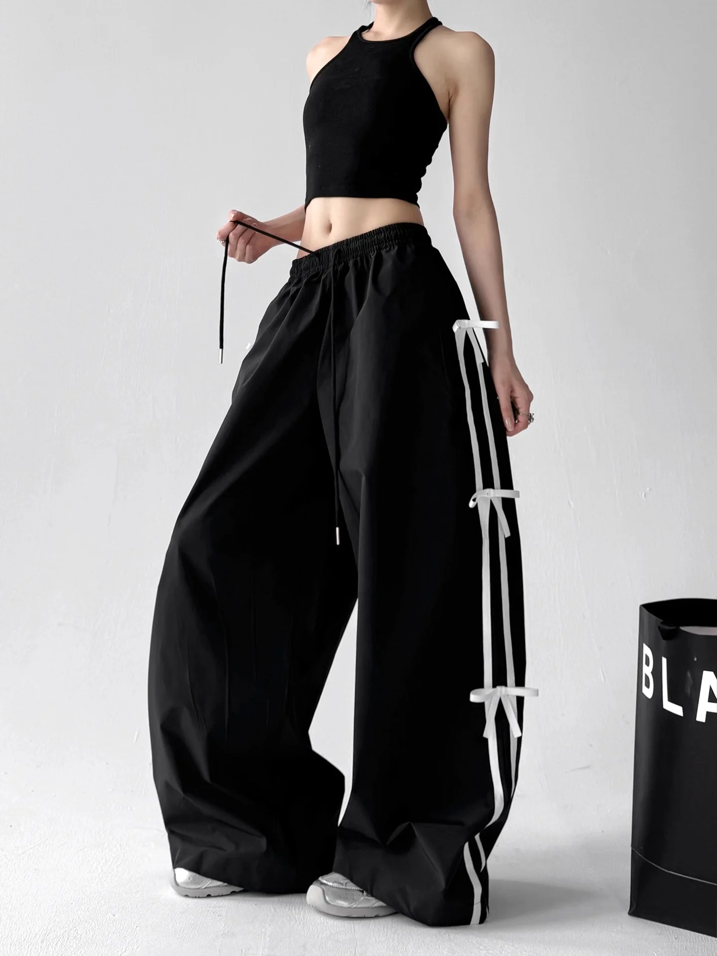 

Off2025 High Waist Wide Leg Casual Pants Women's Faion Slimming Workwear Summer New Arrival Straight Cut Polyester Fiber
