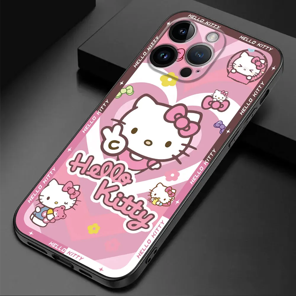 Black Soft Case for Google Pixel 7 Pro 6 Pro 8 Pro 6a 7a Cover Sanrio Hello Kitty Kuromi Funda