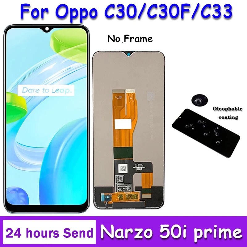 6.5“IPS LCD For Oppo Realme C30 C30F C33 LCD RMX3581 RMX362 Display Touch Screen Digitizer For Narzo 50i Prime RMX3506 LCD