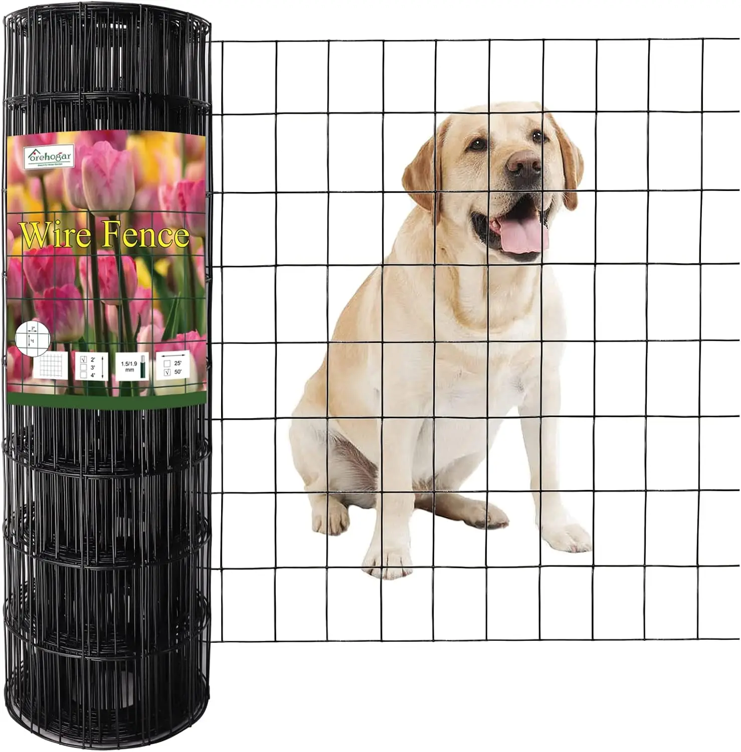 

Black PVC Coated Welded Wire Fence 24 Inch x 50 Foot, 2 Inch x 3 Inch 16GA, Garden Border Fencing Roll Vinyl Coating Metal Wire