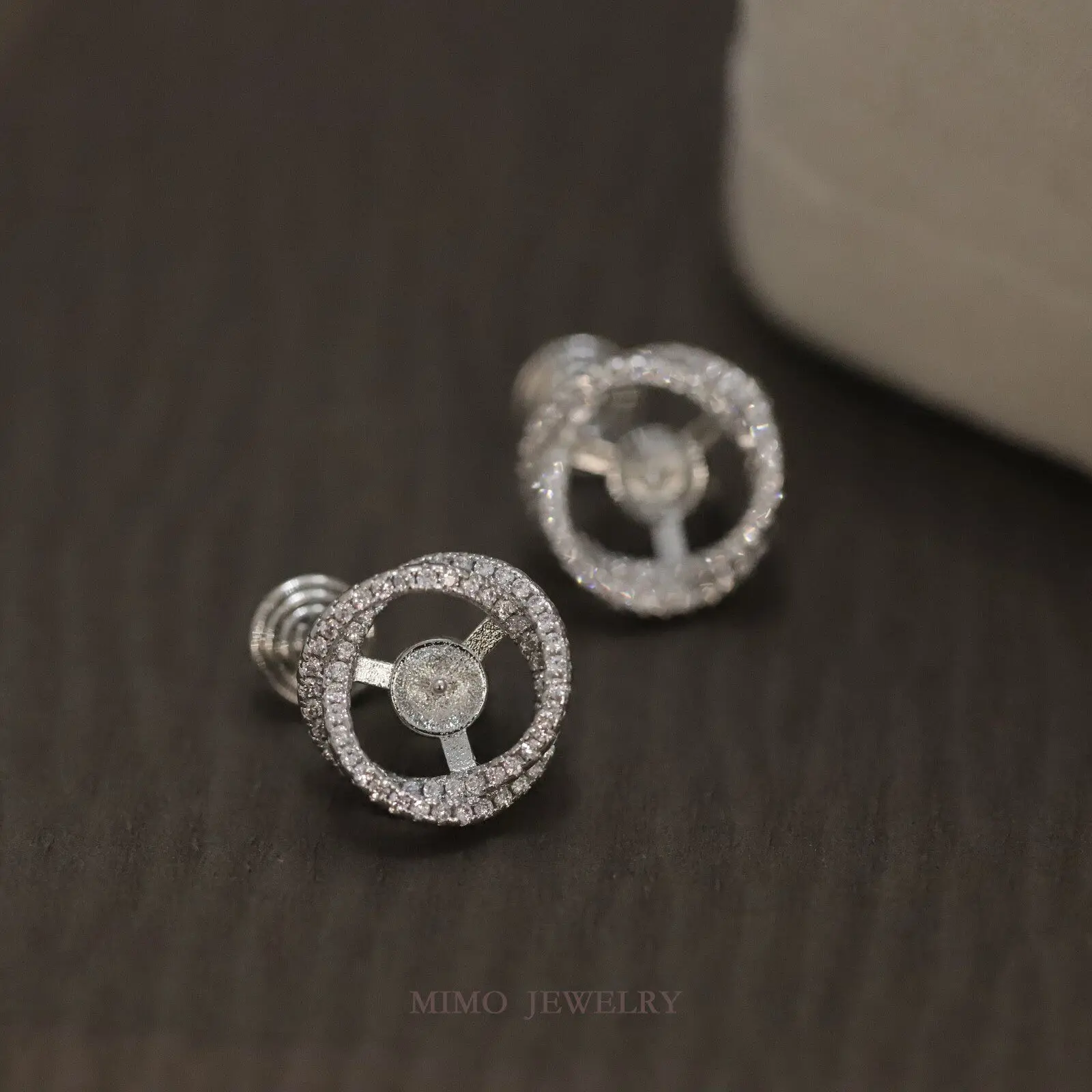 Earrings Base Blank Double Circle Gorgeous Zircon 925 Tremella Clamp Air Holder Ear Stud Settings DIY Jewelry Making Supplies