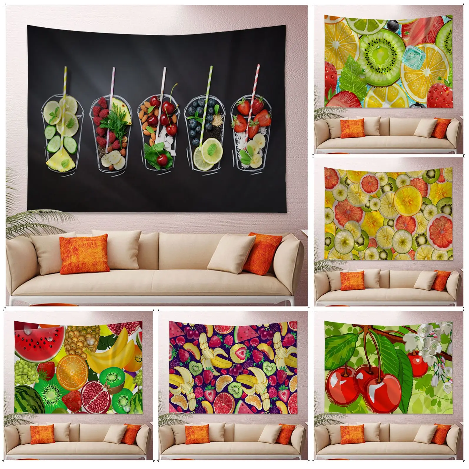 

Fruit Hippie Wall Hanging Tapestries Wall Hanging Decoration Household Decor Blanket