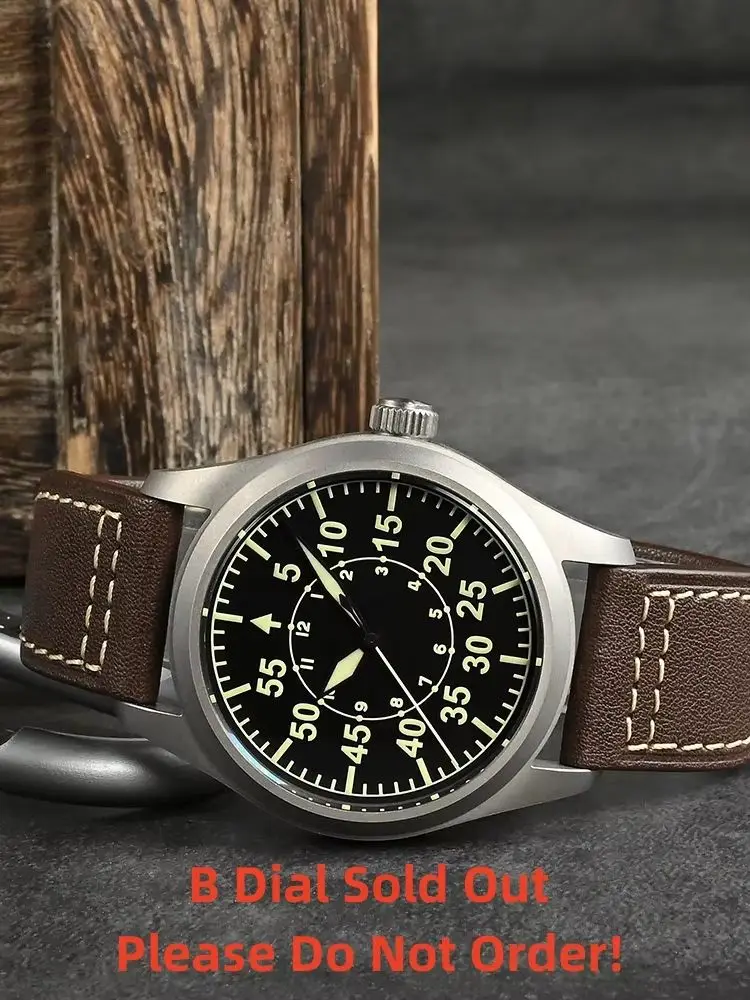 San Martin Pilot Titanium Military Enthusiast NH35 YN55 Automatic Mechanical Men Watch Leather Strap Waterproof Luminous SN0030T