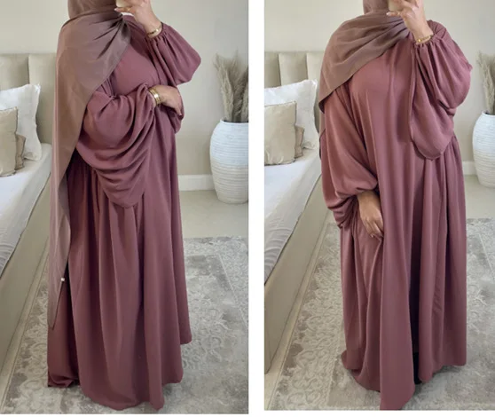 

Loose Solid Eid Dress Women Muslim Abaya Kaftan Islam Muslim's Dresses Ramadan Hijab Robe Femme Musulmane Caftan Jilbab Dress