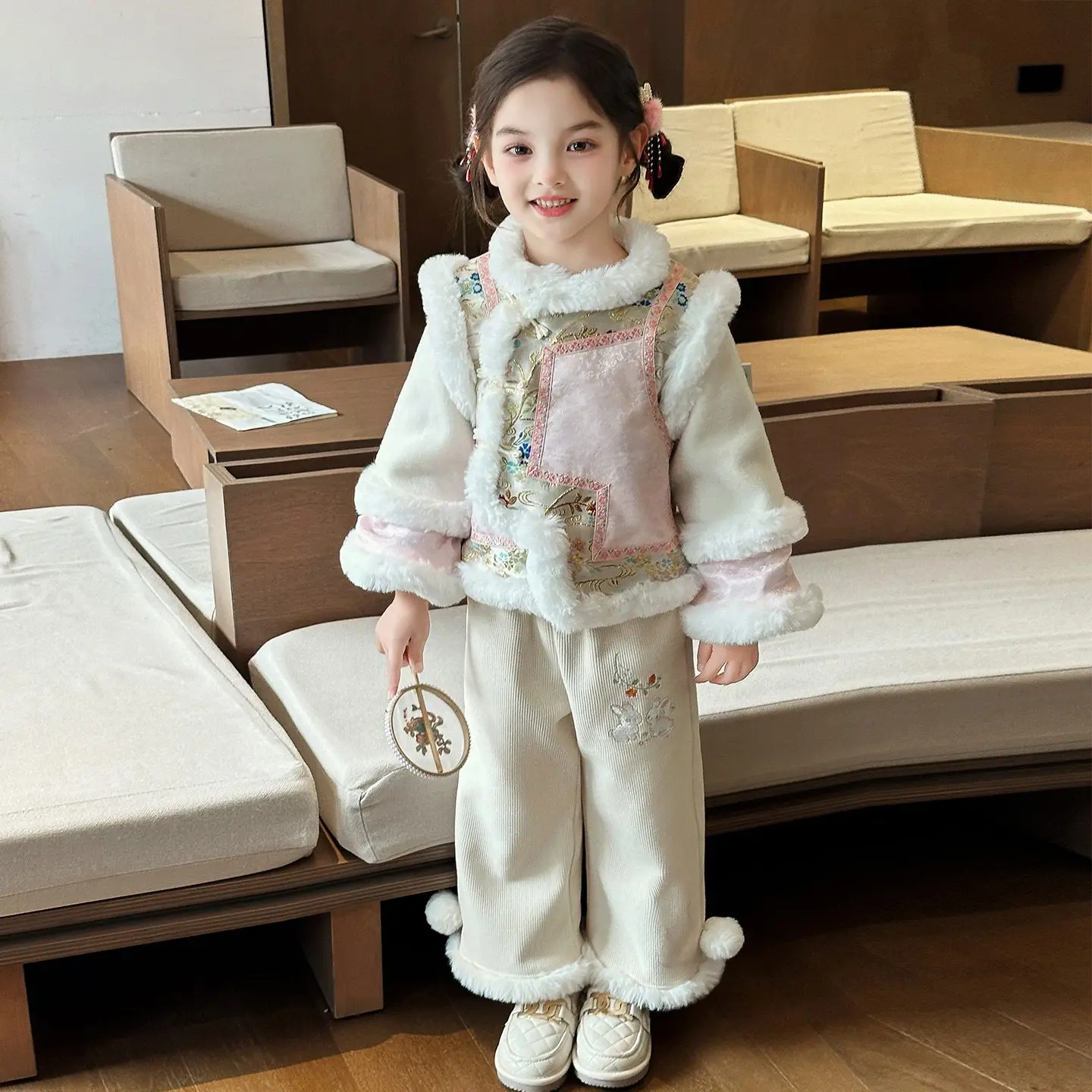 

Детский традиционный китайский костюм Тан (Ханьфу) для девочек, школьная форма, подарок на Рождество и день рождения, новогодняя одежда для детей 2026 года