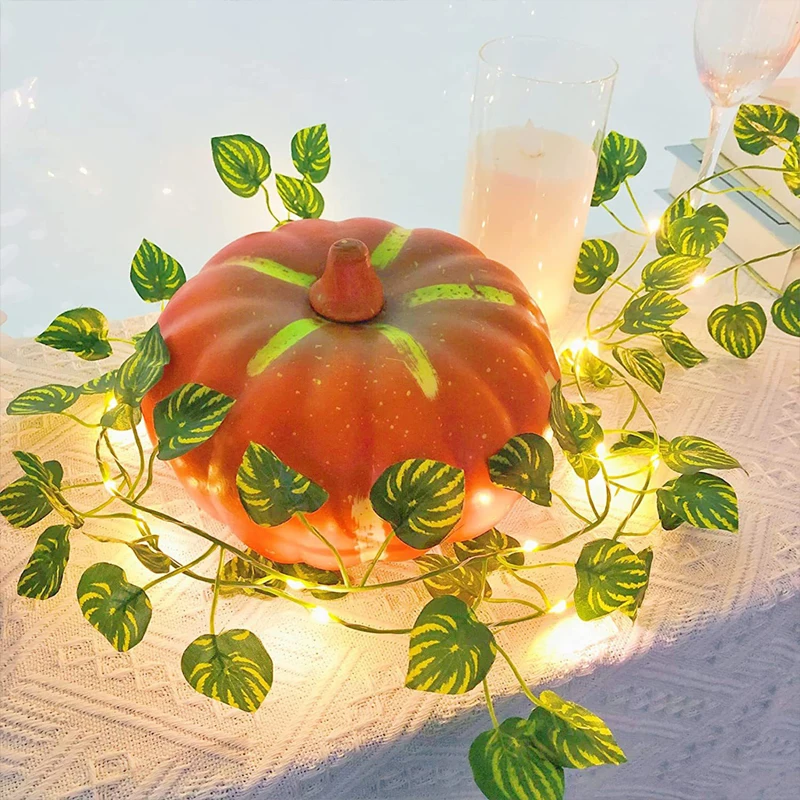 Fiore Verde Foglia Luci della stringa Vite artificiale Fata Luce Alimentata a batteria Albero di Natale Ghirlanda Luce Diserbo Festa Home Deco