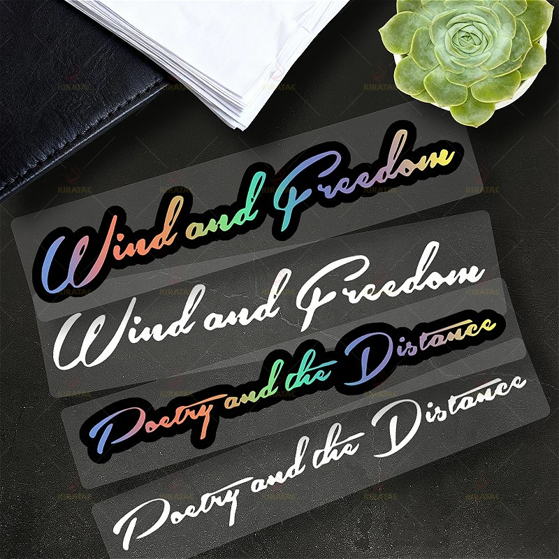 

1pc Poetry and Distant & Wind and Freedom Car Waterproof Stickers for Car Window Door Motorcycle Fairing Scooters Vinyl Decals