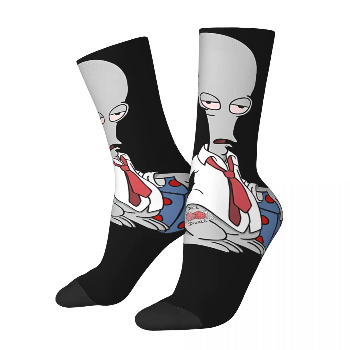 Funny Crazy compression Steam Community Sock for Men Hip Hop Vintage A-American Dad Cartoon Happy Seamless Pattern Printed Boys