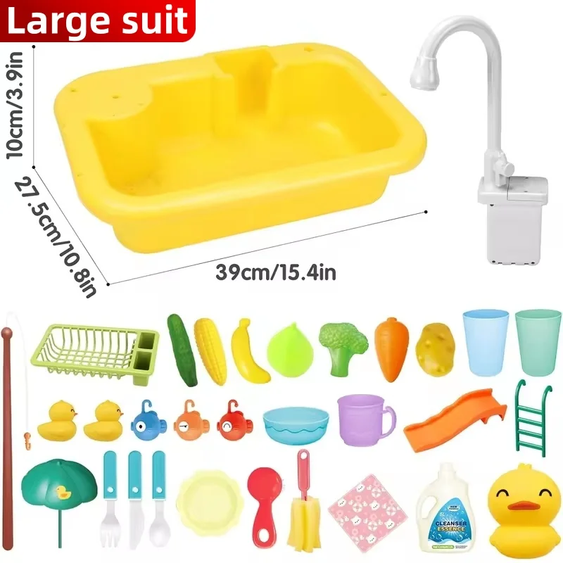 2024 New Play Sink With Kitchen Sink Tap Water  Electric Faucet Play Kitchen Toy Swimming Pool Floating Fishing Toys Water Play