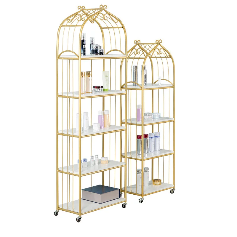 

Nordic golden bird cage shelf cosmetics nail art clothing store shoes and bags multi-layer floor