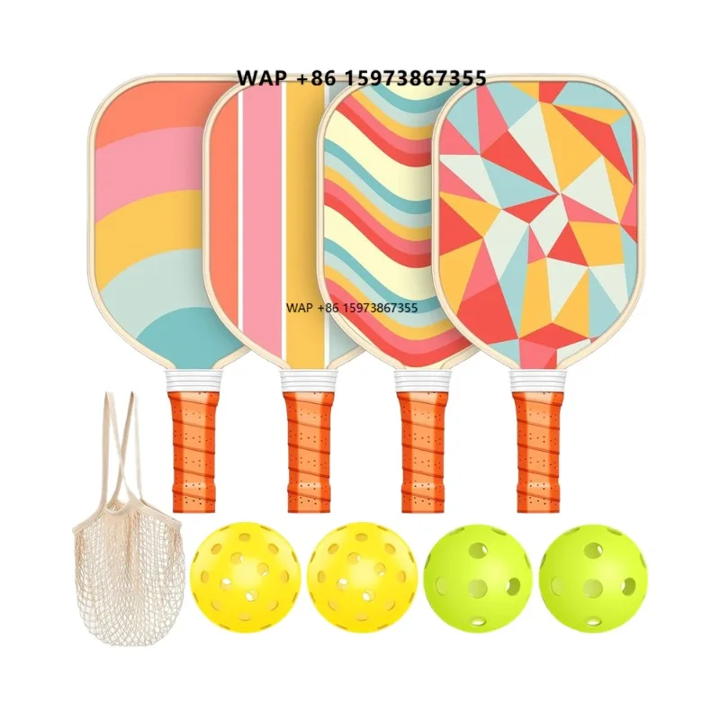 Sprypals Pickleball Paddles Set 4 USAPA Approved Premium Wood 4 Balls Carry Bag Ergonomic Cushion Grip Women Adults 200g