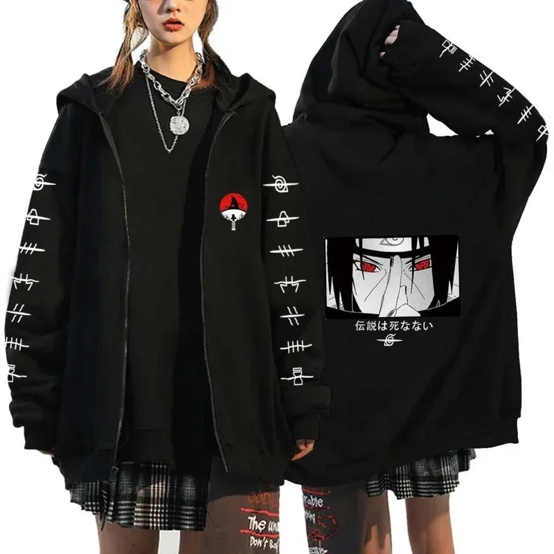 Naruto Anime Zipper Sweatshirt Jackets for Man Women Fall Winter Tops Coat Akatsuki Itachi Children\'s Hoodies Pants Sets Gifts