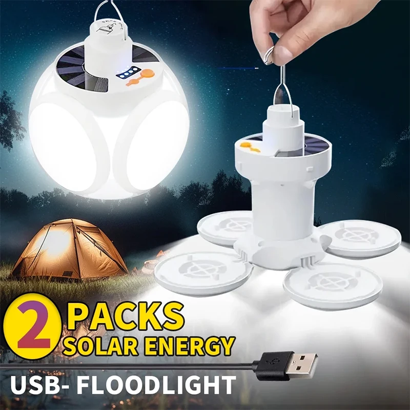 

Solar/USB Charging LED Camping Light, Portable And Foldable, Creative Football Shape, With Battery Level Display