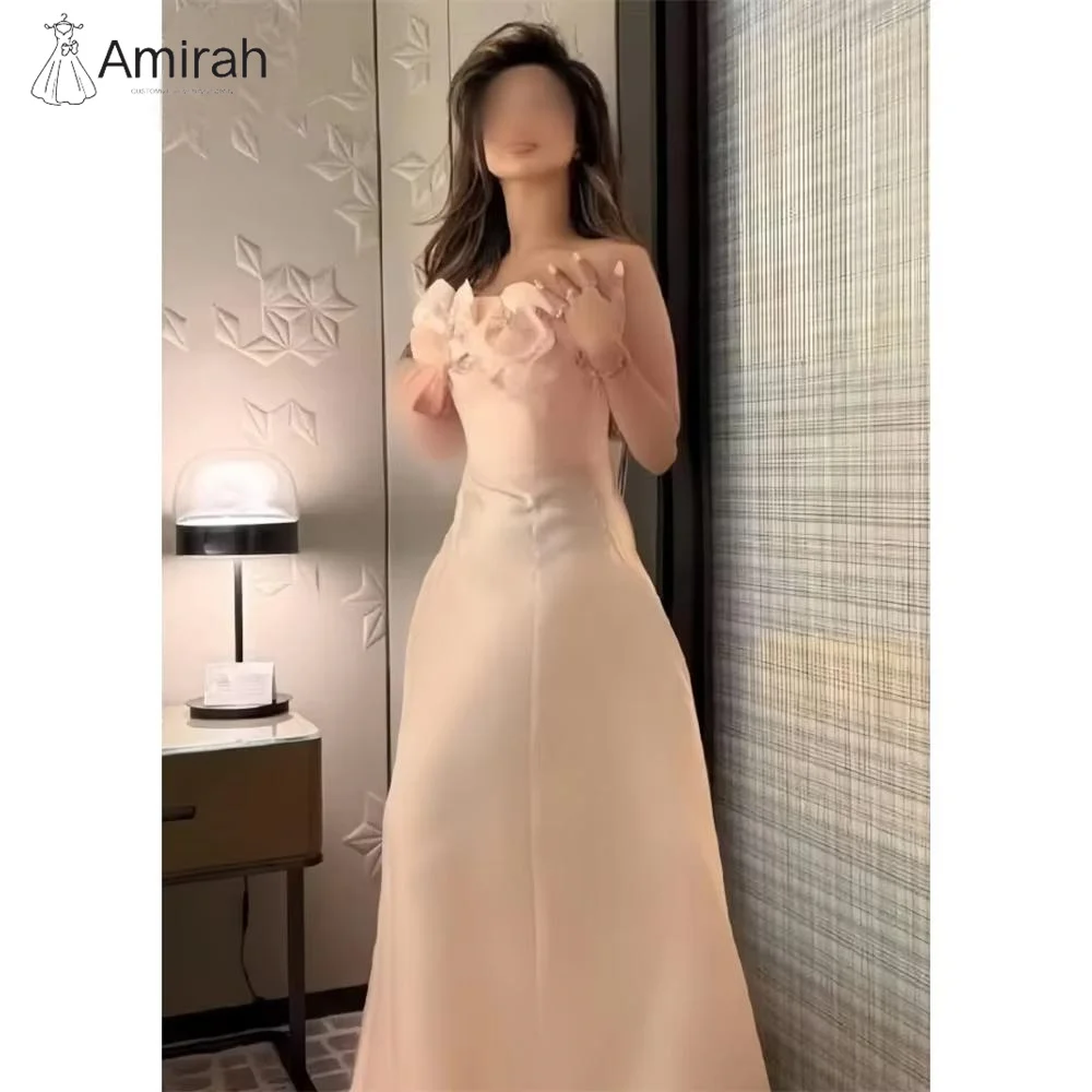 

Amirah Вечерние платья на заказ, женские элегантные вечерние платья, линия 2025 года, женское вечернее платье, милое розовое платье для выпускного вечера с открытыми плечами