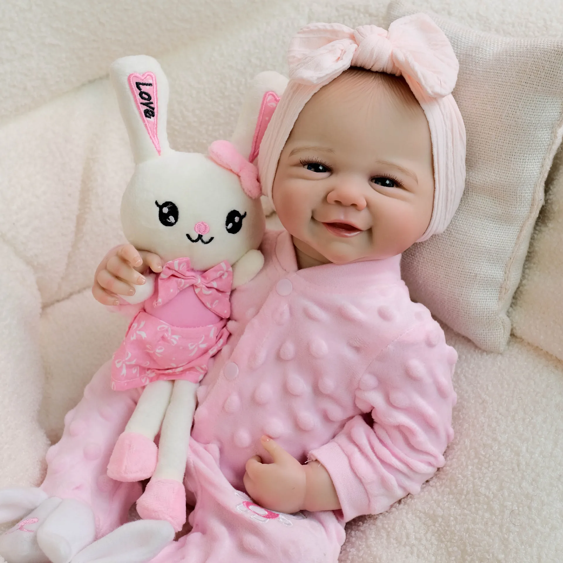 Cute Vivienne 48 cm Full Body Silicone Reborn Doll Waterproof Handmade Realistic Baby Newborn Girl Doll Children Christmas Gift