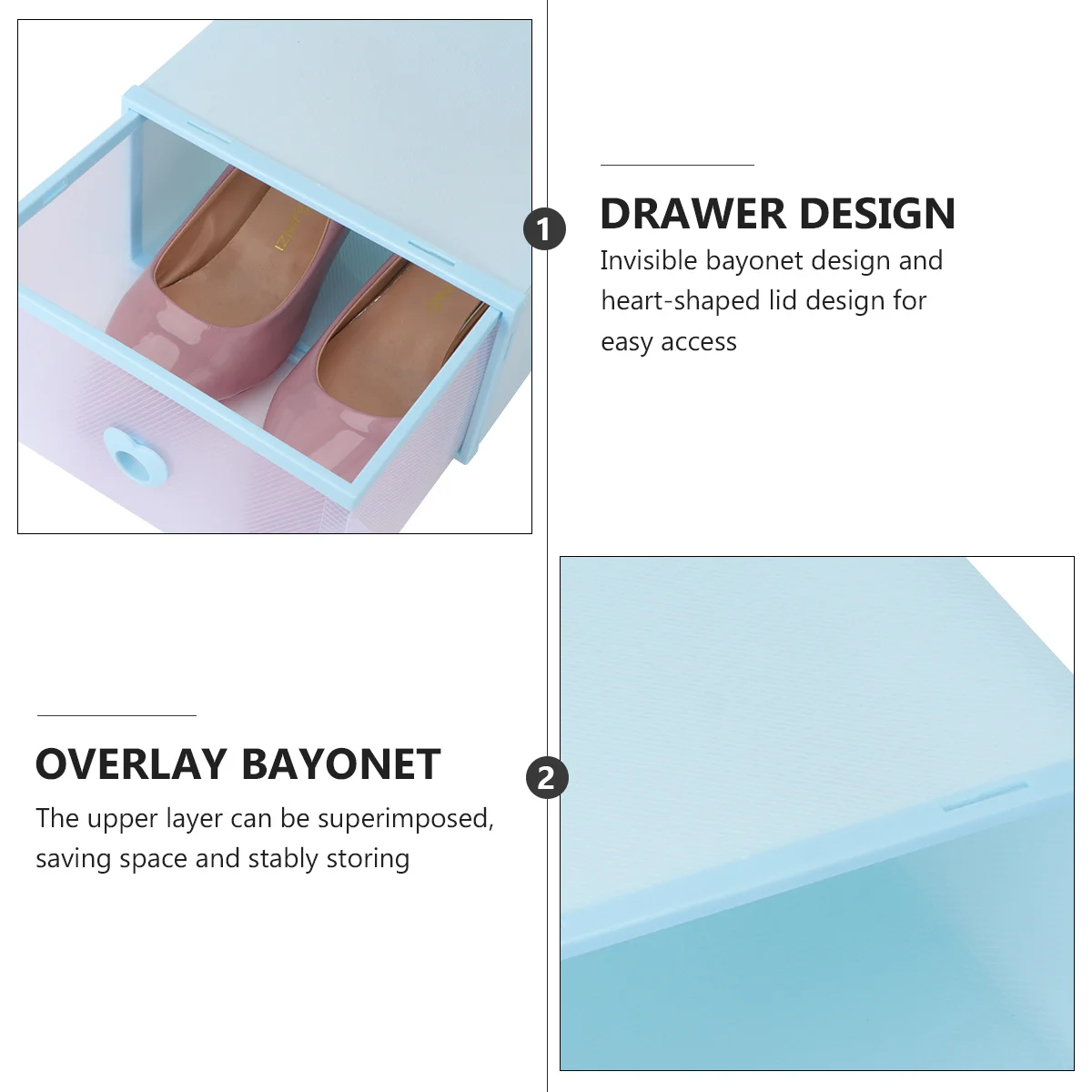 

3Pcs Stackable Transparent Plastic Shoe Box Thickened Drawer Organizer Storage Container Large Capacity for Home Use