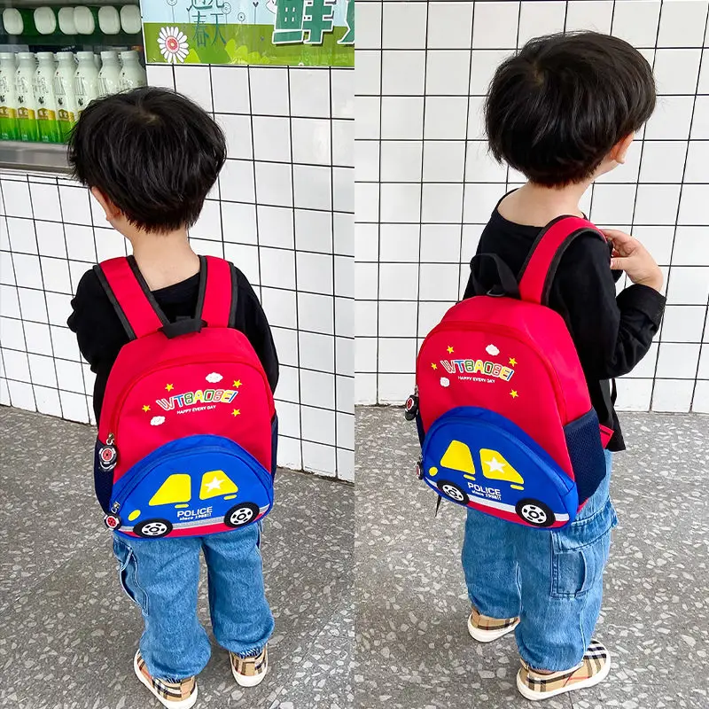 Cute Children Bag Cartoon Car Kids School Bags Kindergarten Bookbag Outdoor Travel Shoulder Backpack for Boys Girls Anti-lost