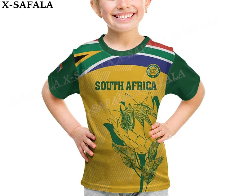 South Africa Rugby Go Springboks Kid  Children 3D Print Mesh Fiber T Shirt Top Summer Tee Men Streetwear Shorts Sleeve Sport-1