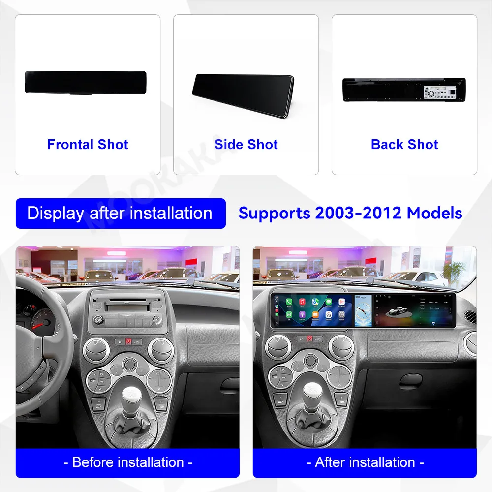 12.3 Inch Dual Triple Screen For Fiat Panda 2003-2012 Car Stereo Radio Multimedia Player GPS Navigation Wireless CarPlay DSP 4G