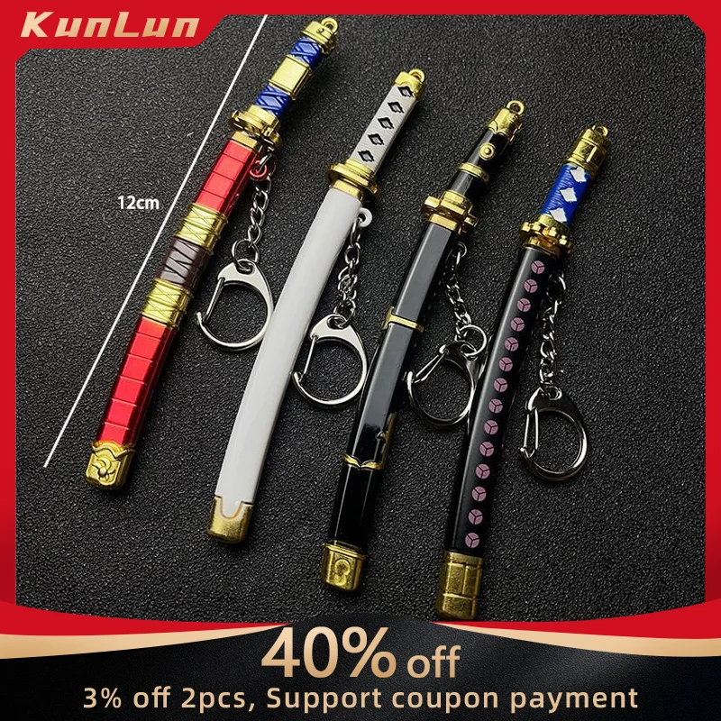 

12CM One Piece Katana Keychains Alloy Craft Model Yubashiri Sword Sandai Kitetsu Samurrai Shusui Knife Bag Accessories Toys Boys