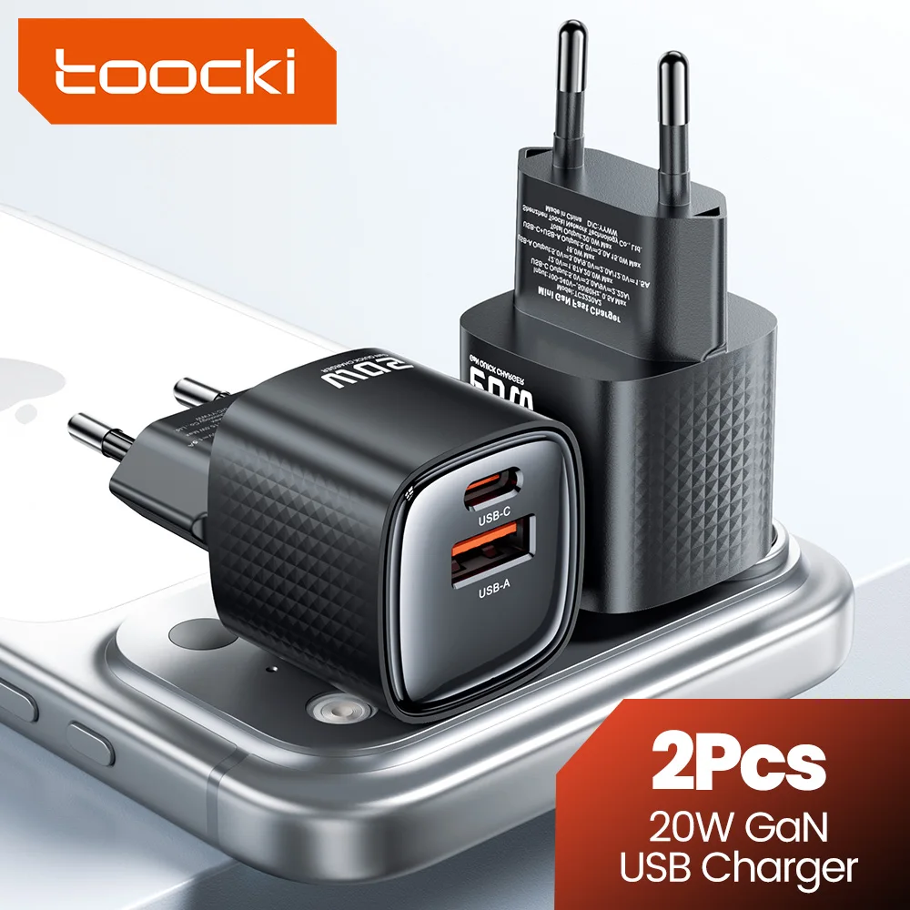 Toocki 20W USB GaN Charger PD QC3.0 Fast Charge Mini Type C Phone Charger For iPhone 17 16 15 Samsung S23 S24 S25 Xiaomi 14 15