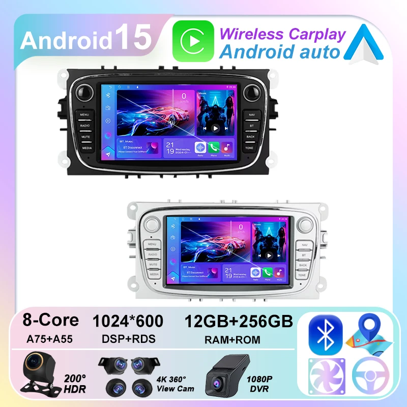 2din 7'' High-performance for Ford Focus Mondeo s-max c-max Galaxy Kuga 2008-2011 Carplay Auto WIFI reproductor Multimedia GPS