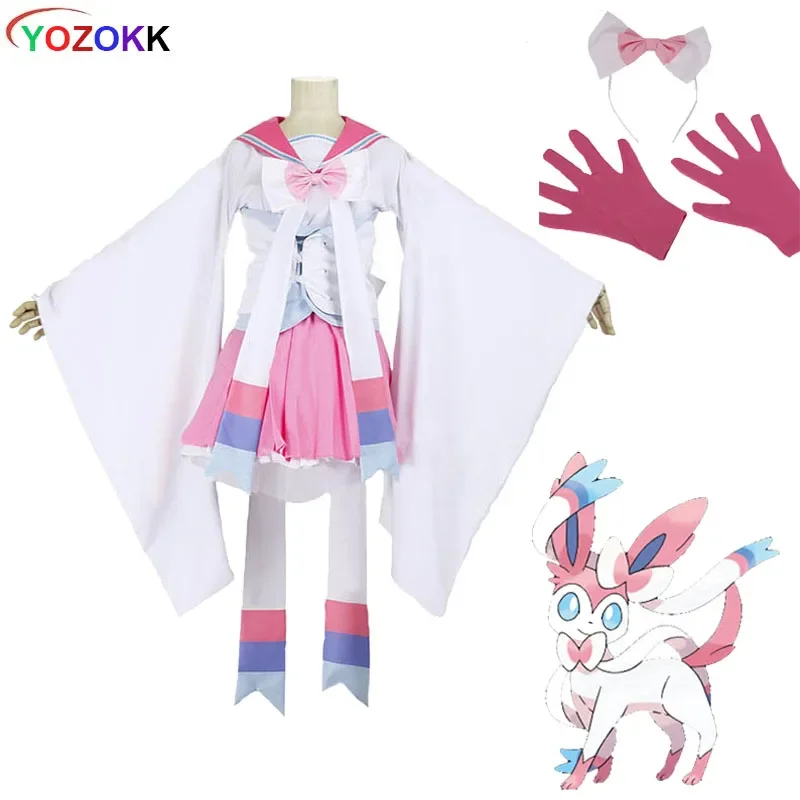 

Anime cosplay Sylveon Cosplay costume dress gloves hair accessories party costume suit