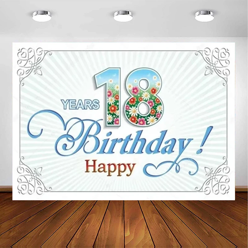 Photography Backdrop White Heardboard Adult Bar Mitzvah 18th Birthday Party Poster For Photo Studio Sliver Diamonds Background
