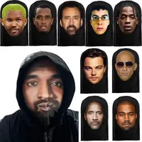New 3D Printed Full Face Seamless Kanye Face Mask Celebrity Face Men Party Supply Cosplay Props NoveL Hip Hop Fashion Hood Party