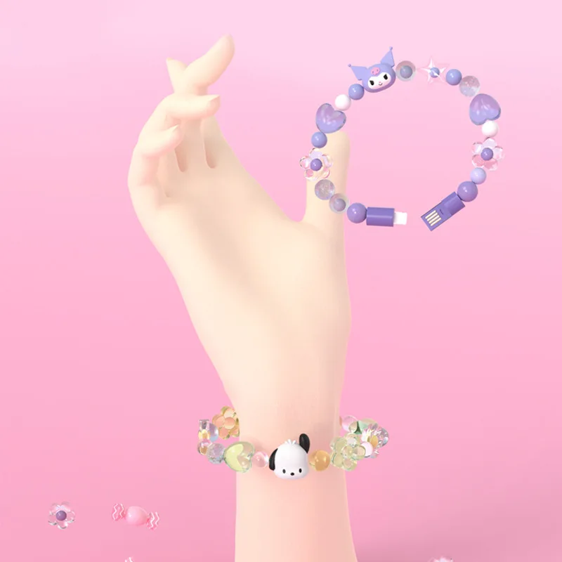 Nuovo cavo dati per bracciale Sanrio Cinnamoroll portatile e leggero, perfetto come regalo per ragazze e caricabatterie per telefoni iPhone tipo C