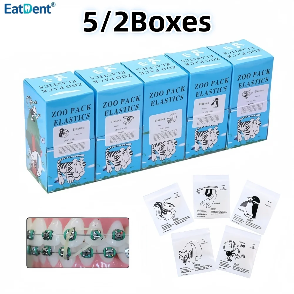 5/2Boxes Dental Rubber Band Orthodontic Ligation O-Ring Orthodontics Braces Elastics Animal Traction Rings 3.5 Oz 5000Pcs/Box