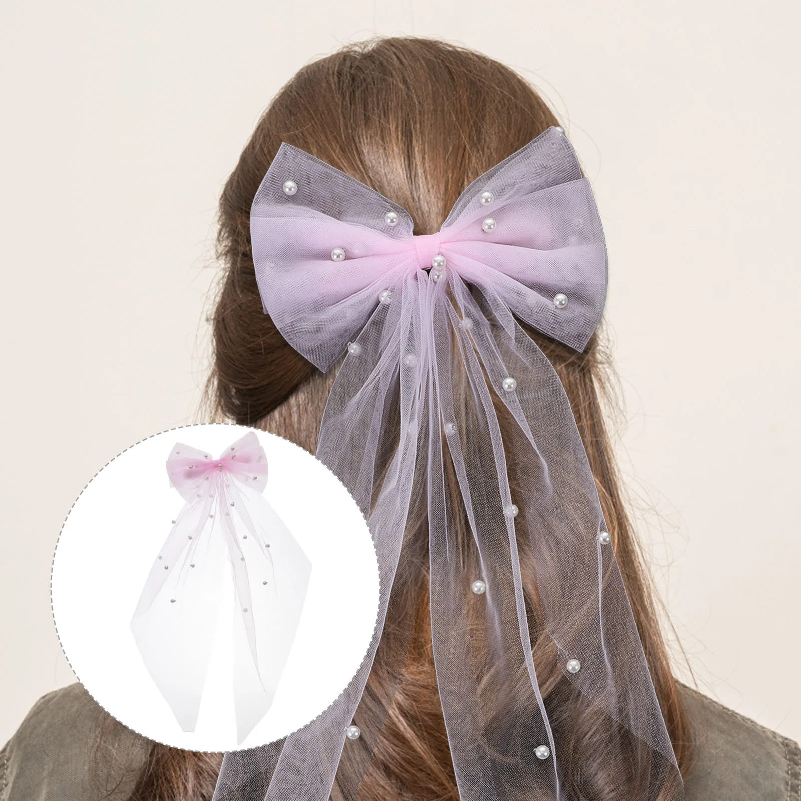 

Stylish Pearl Bow Hair Clip for Bride Wedding Day Accessory Firm Hold Curly Straight Hair Bachelorette Party Favors Gift