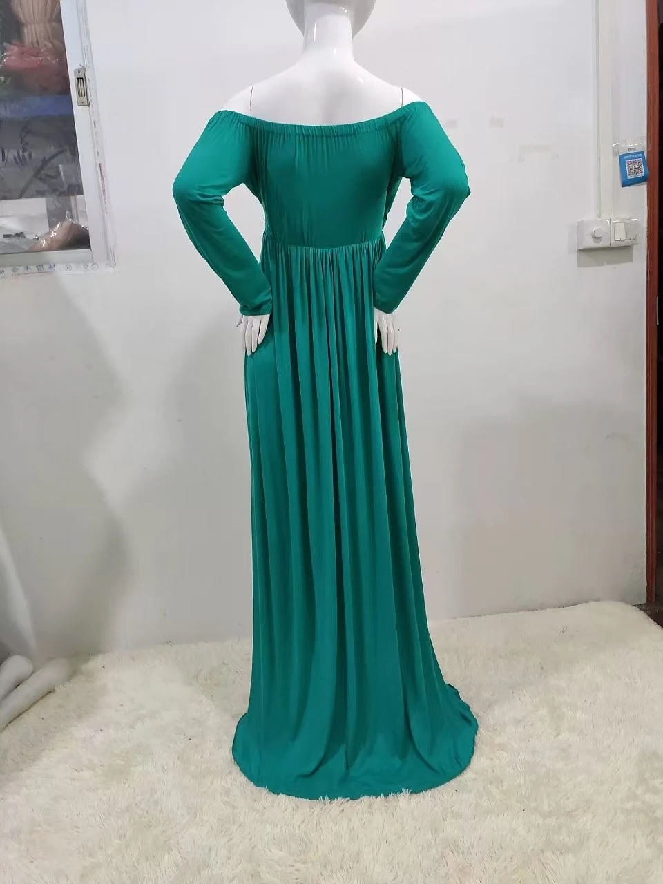 Robe de grossesse à manches longues pour femmes enceintes, sans épaule, fendue sur le devant, ALTERMaxi, accessoires de photographie de séance photo, vêtements pour femmes enceintes