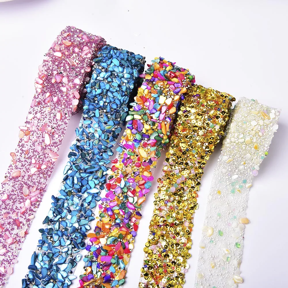 Gitter 3.5CM Crystal Stone beads Rhinestones Trim Hotfix Applique Crystal Candy Chain Iron on Diamond Tape Decoration