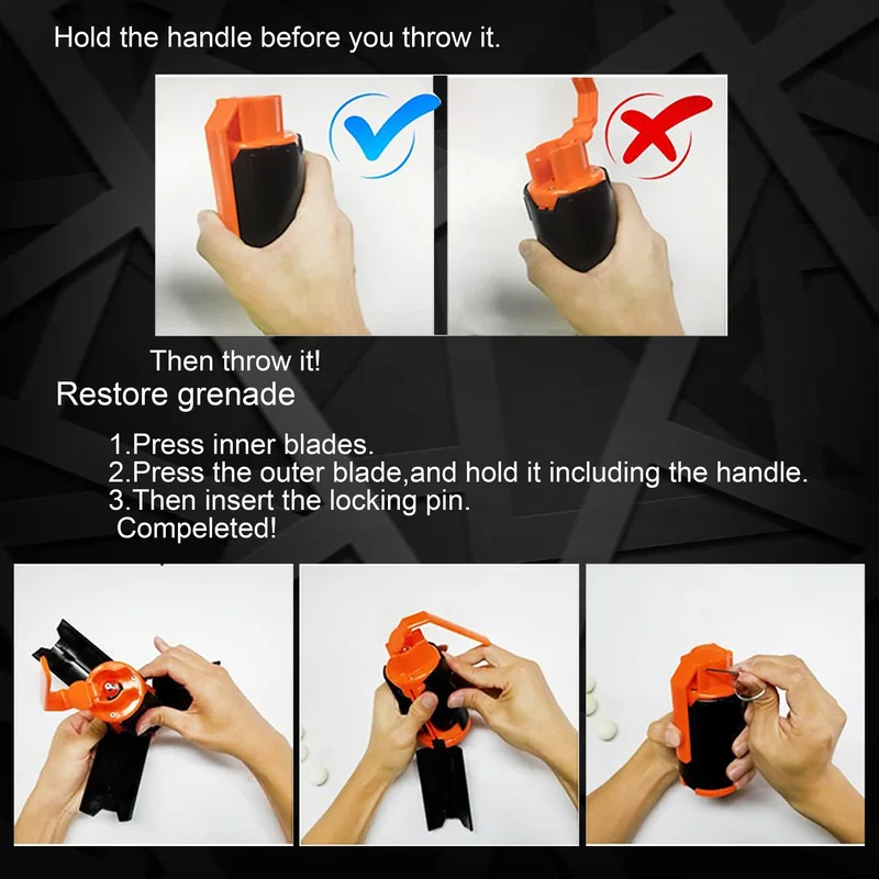 ZHUIYUE Water Ball Orange Grenade Paintball Tactical Props Water Beads Balls for Nerf Gel Ball Airsoft for CS Games Toy Grenade