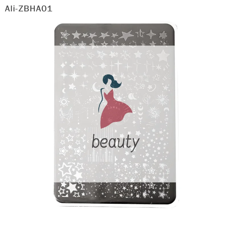 1PCS Cartoon Moon Stars Nail Stamping Plates Rectangle Template Stencils Nail Art Stamp Image Plate Manicure Nail Print Tools