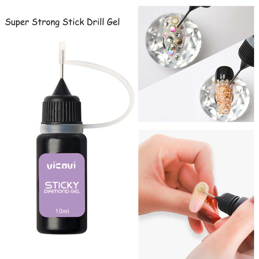 10ML Super Strong Nail Art Rhinestone Glue UV Adhesive Crystal Gem Diamond Nail Glue With Needle Nail Tool Sticky-Glue 1Jar &*