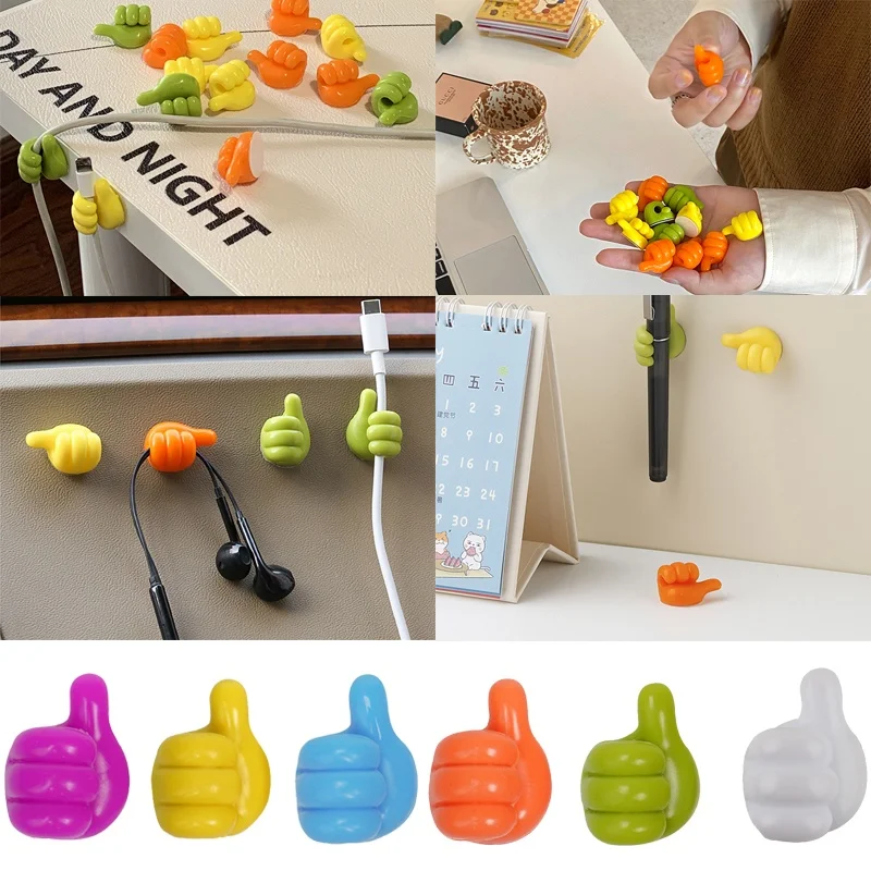 10/5Pcs Creative Small Silicone Thumb Wall Hooks Clip Self-Adhesive Thumb Hook Key Hanger Hook Home Data Cable Desk Organizer