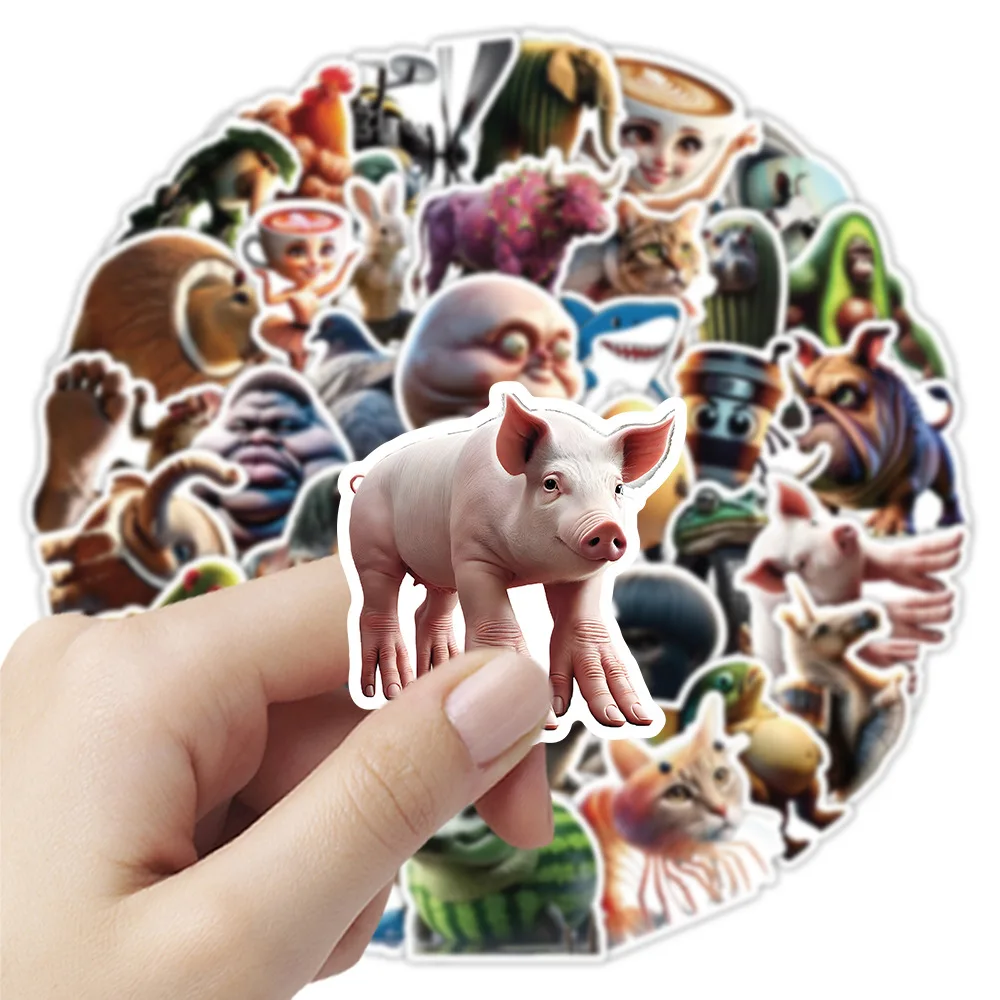 50 шт. абстрактные наклейки с животными Tung Tung Sahur итальянские мозговые животные DIY наклейки Скрапбукинг телефон наклейки для багажа