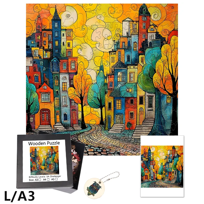 Quiet Town Holzpuzzles, lustige und pädagogische Freizeitspiele, Heimkunst, Dekoration, Wandgemälde
