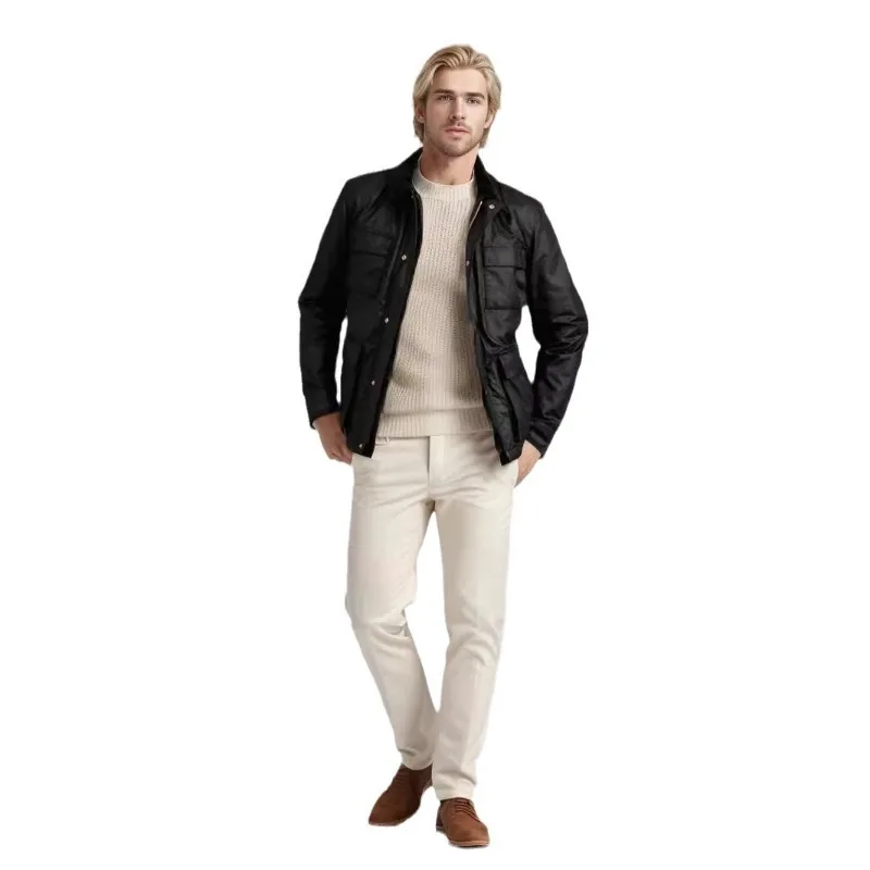 New Spring and Autumn Foreign Trade Men's Clothing Solid Color Zipper Jacket Trendy Men Fashion Men Clothing